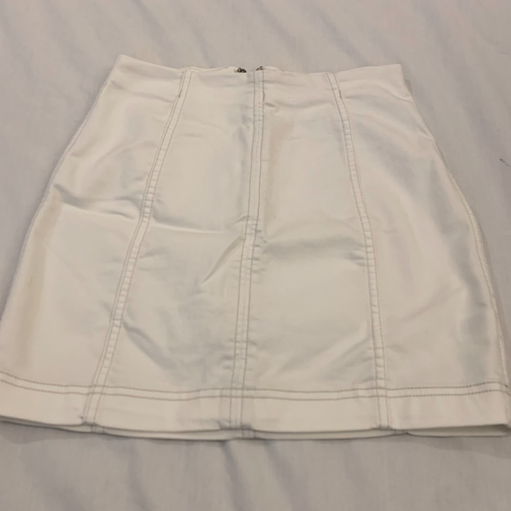 LN Free People Modern Femme Denim Mini Skirt Stark White Size 2